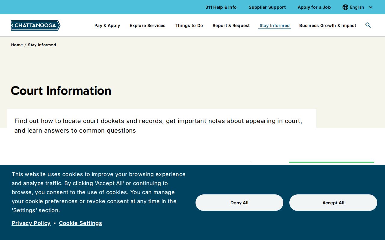 Chattanooga court records and appearance information