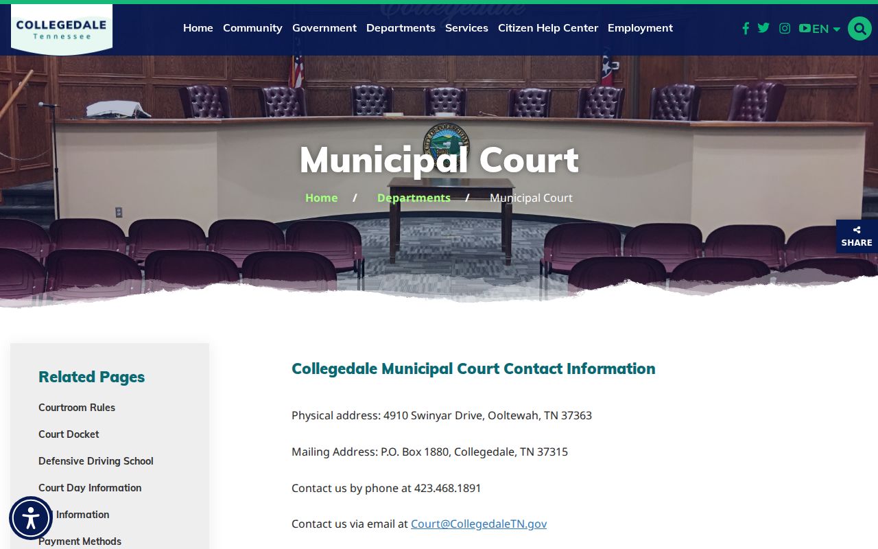 Collegedale court records Municipal Court page