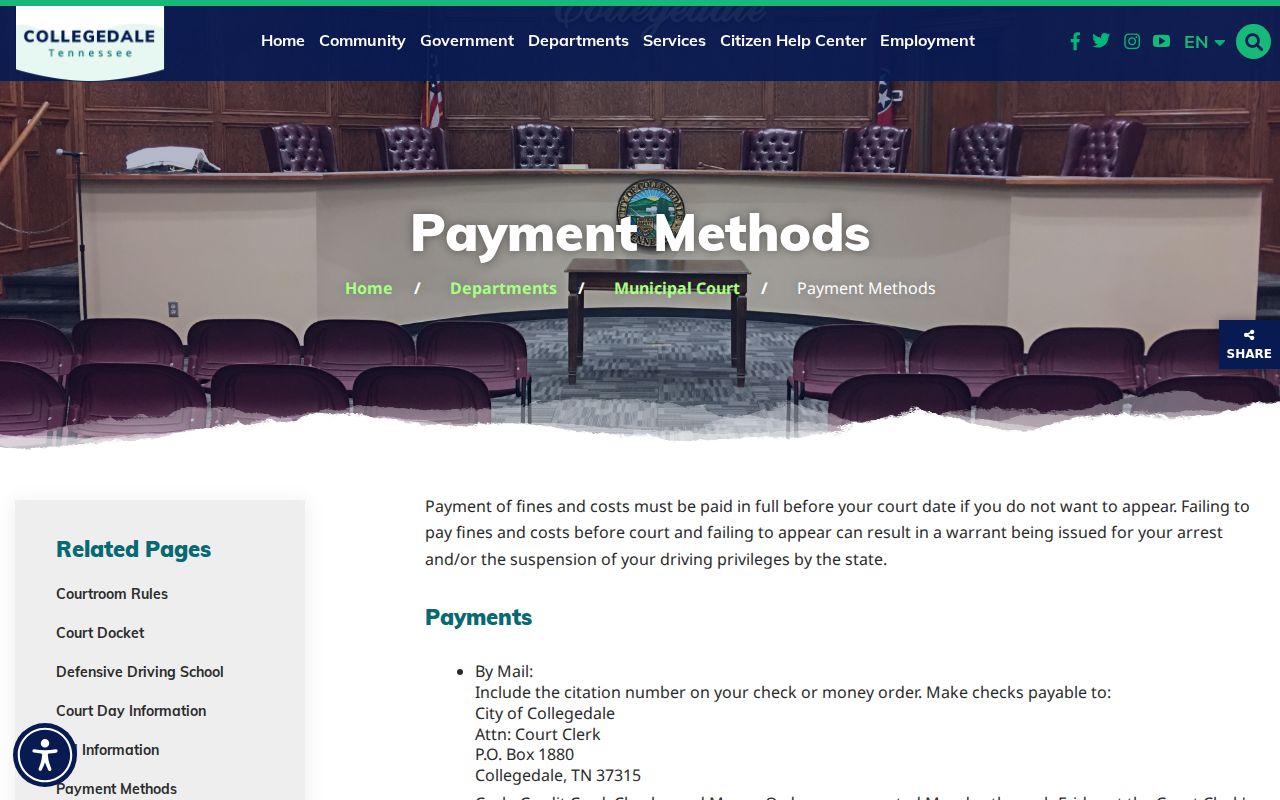 Collegedale court records payment methods