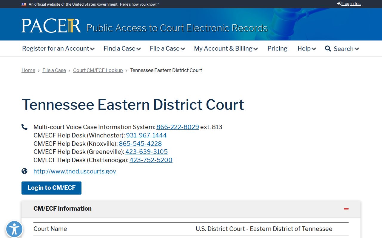 East Ridge federal court records lookup