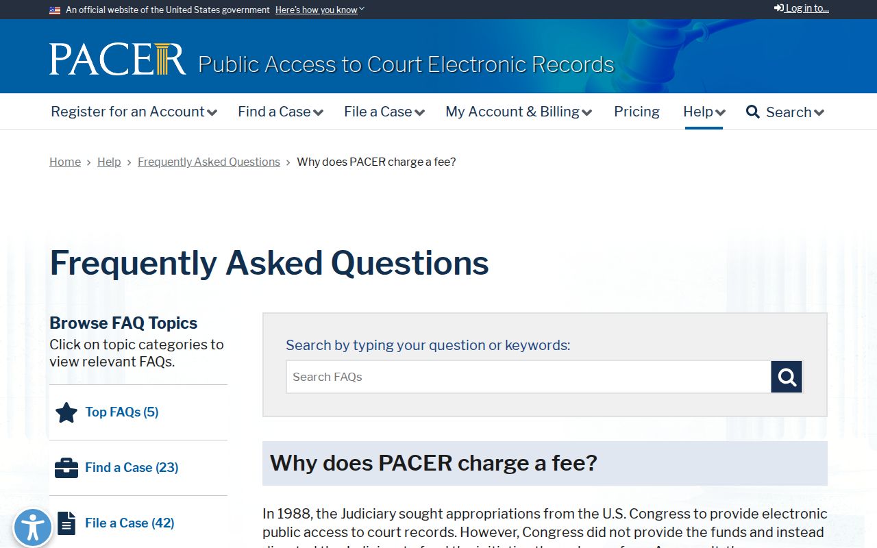 PACER fees for federal Hamilton County searches