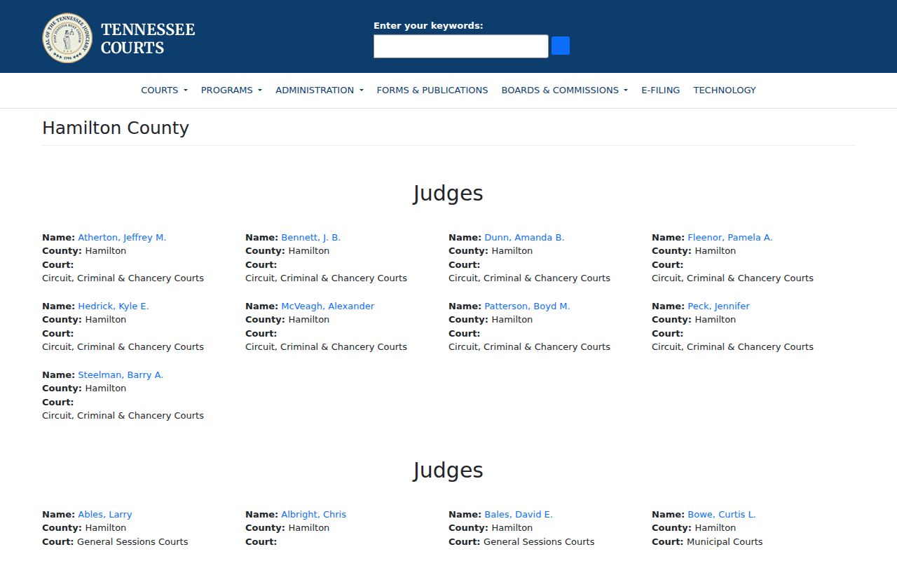 Hamilton County court docket judicial district