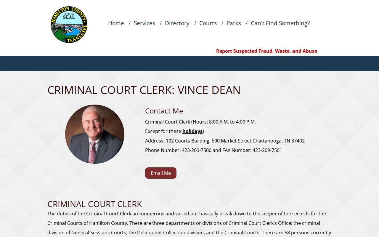 Hamilton County criminal court clerk records