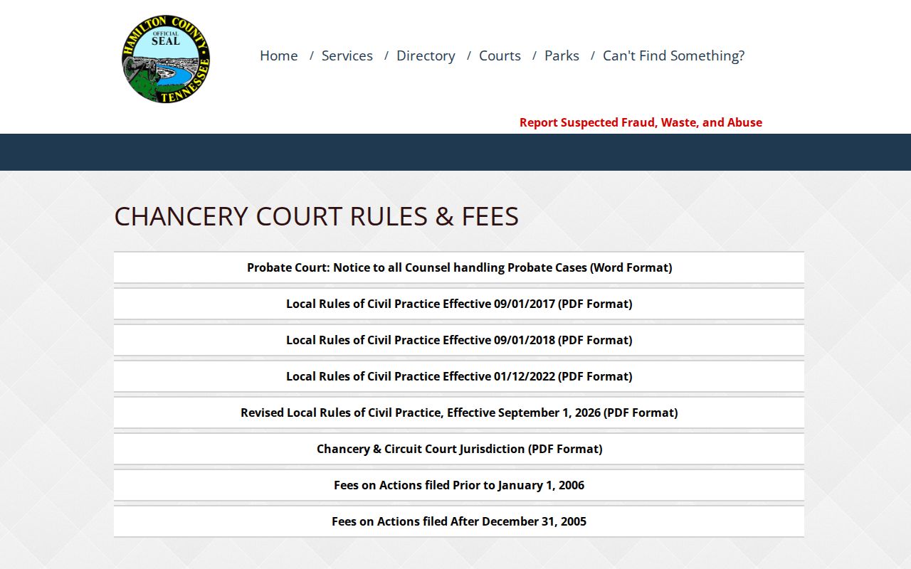 Hamilton County court record rules and fees