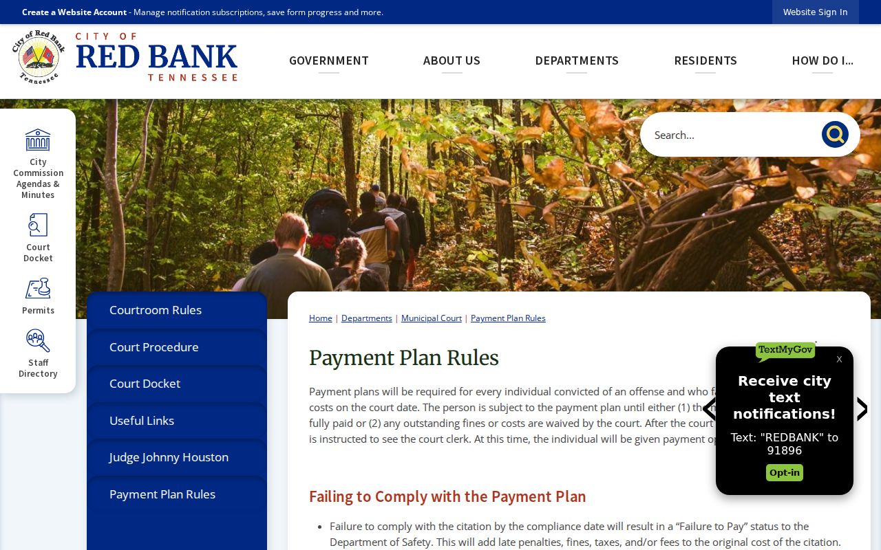Red Bank court records payment-plan rules